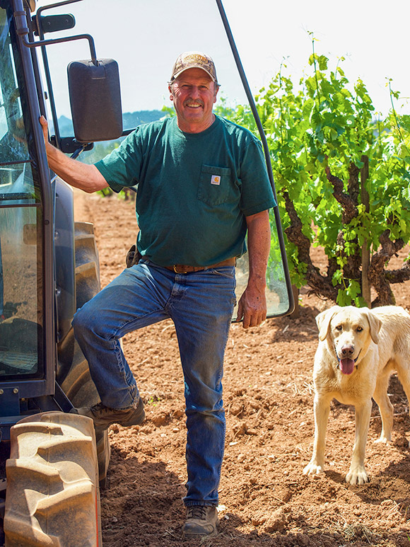 Al Tollini and his pal Nomore in the vineyard.