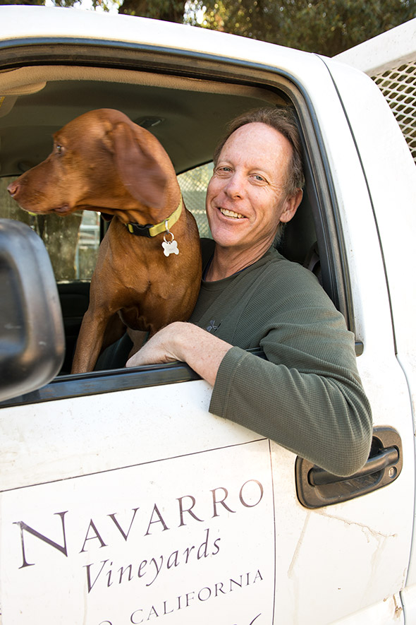 Jim and Gaia heading out to look at Tollini's vines.