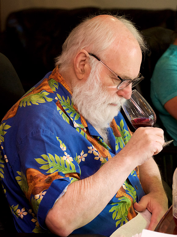 Bill tasting 2018 red wines prior to blending.