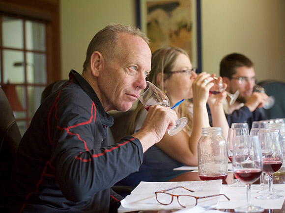 Jim at a weekday 10 AM staff tasting.