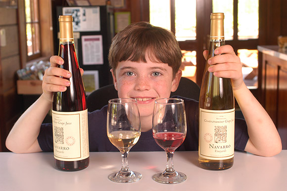 Roé Klein in 2005 with two bottles of Navarro Grape Juice